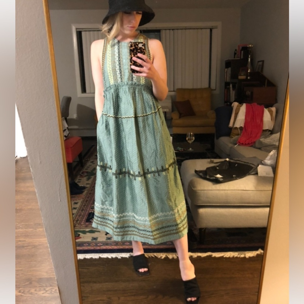 UO Embroidered Boho Midi Dress